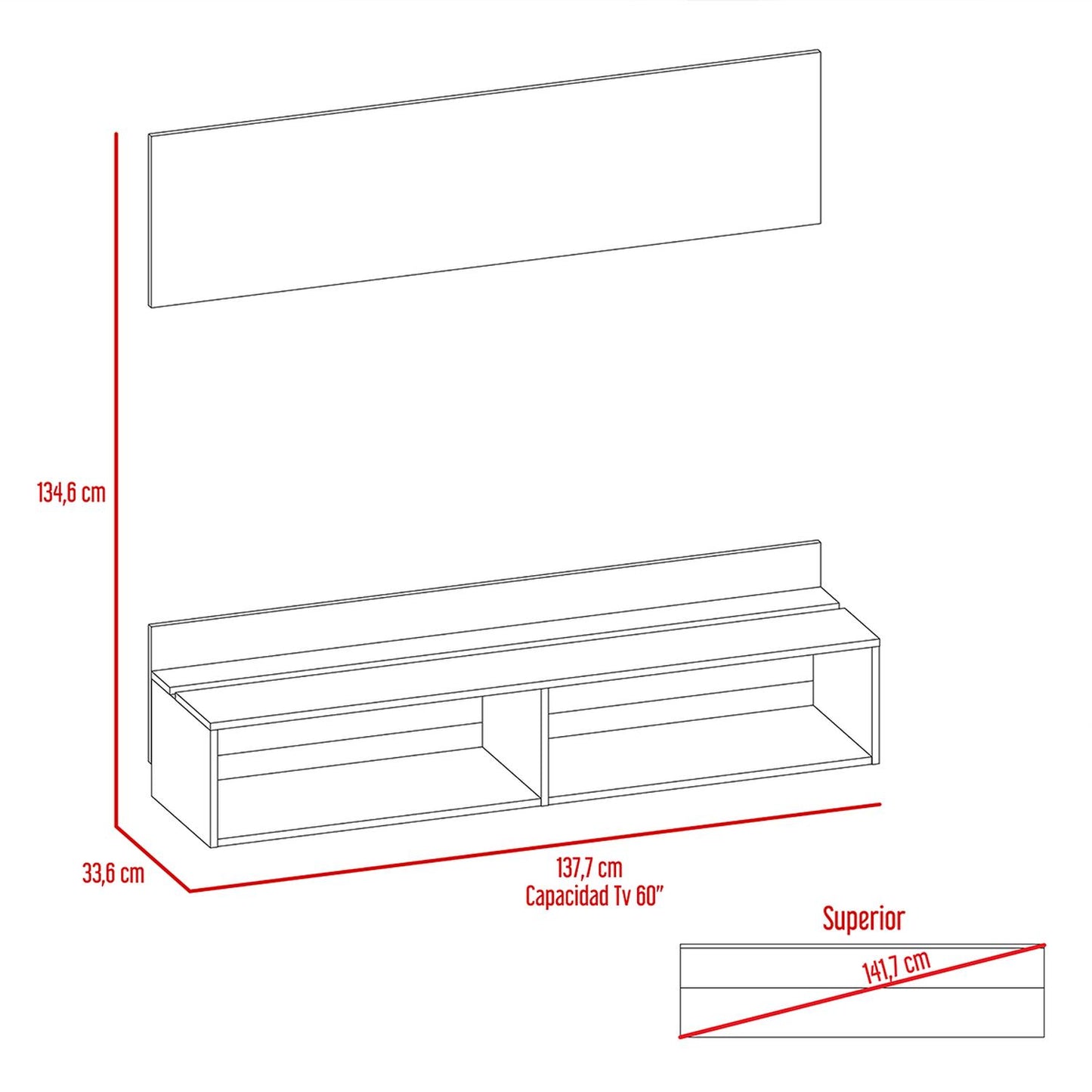 Panel para TV Color Miel Modelo Ravena 137 cm Largo