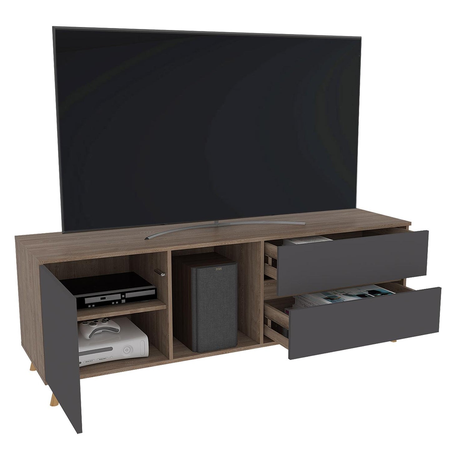 Mueble para TV Color Miel con Plomo Modelo Salem 158 cm Largo