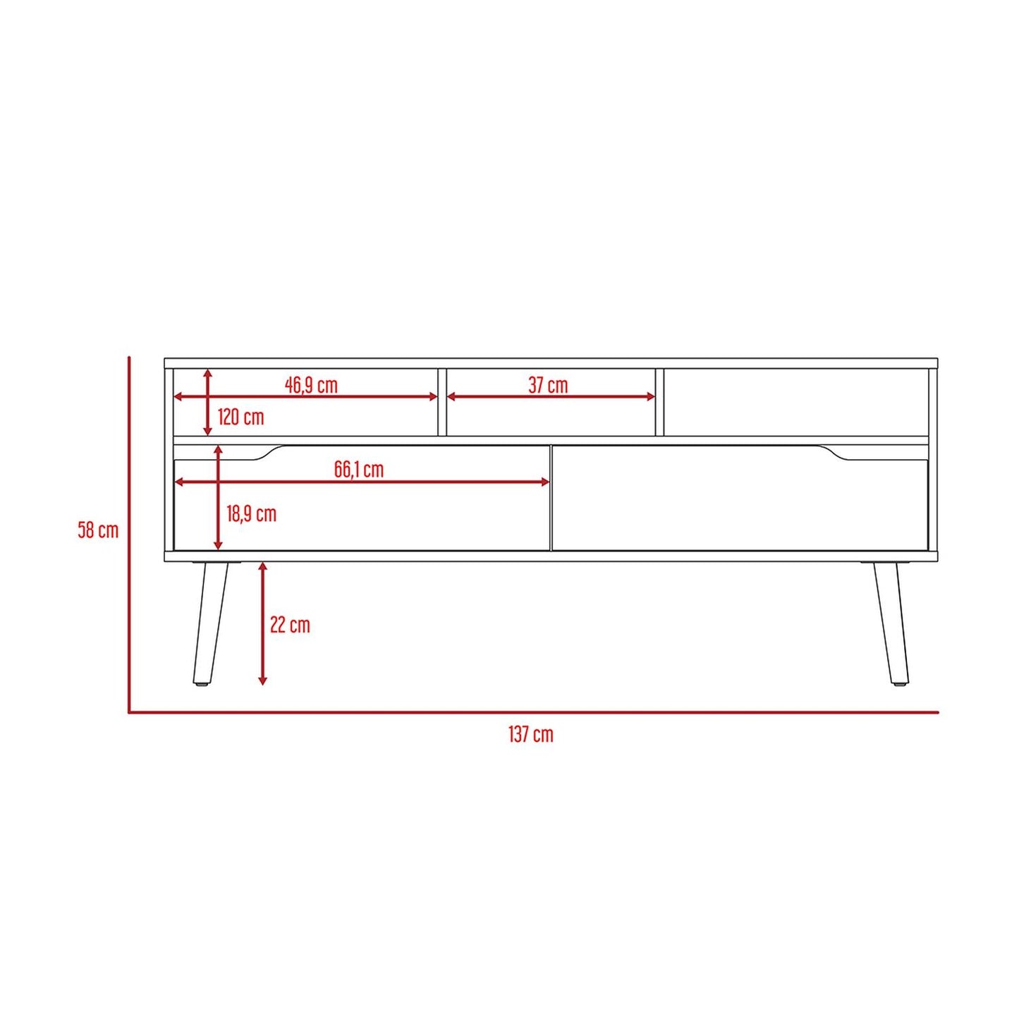 Mueble para TV Color Duna con Carbón Modelo Oslo 137 cm Largo