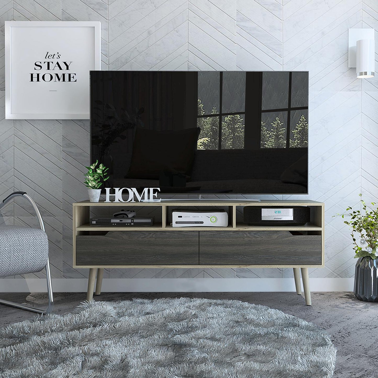 Mueble para TV Color Duna con Carbón Modelo Oslo 137 cm Largo