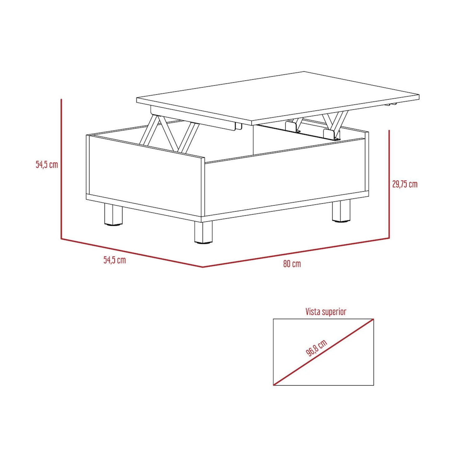 Mesa de Centro Extendible Color Blanco con Duna Modelo Gambia