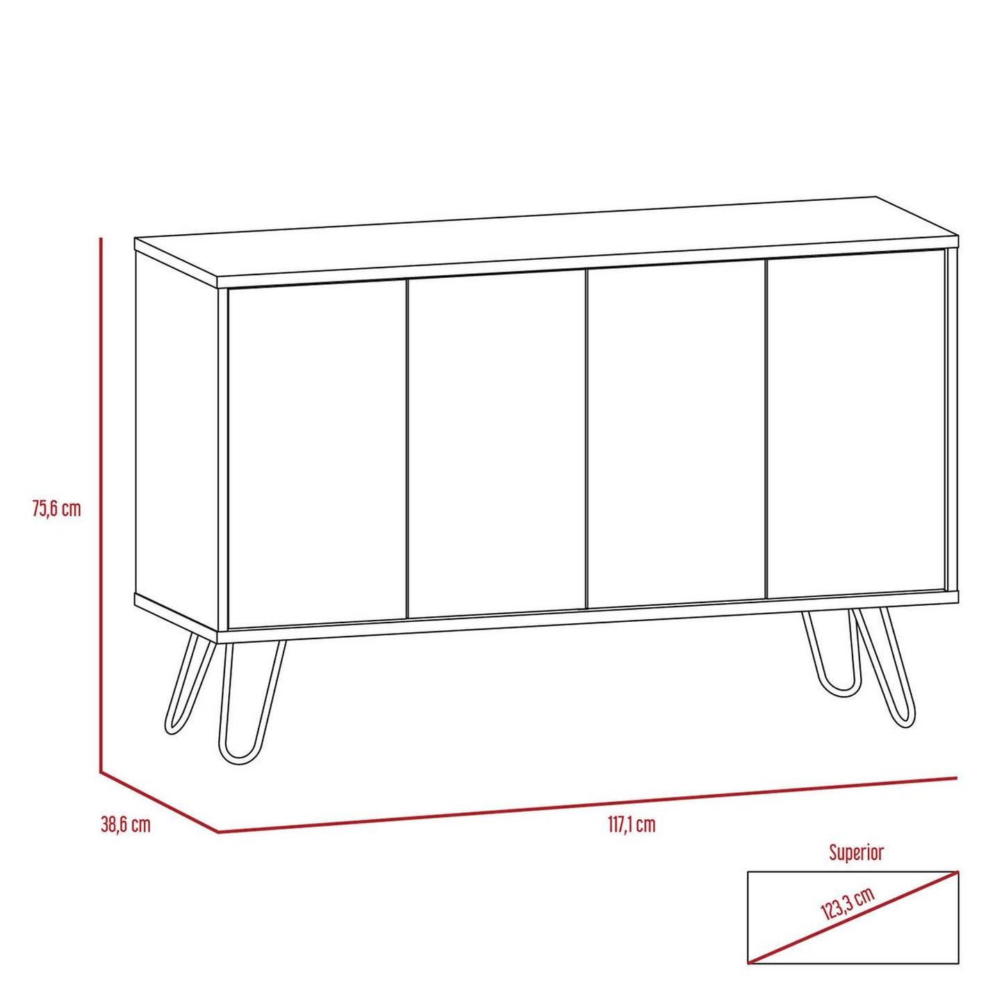 Mueble Bife Color Blanco con Habano Modelo Vassel Bufetera