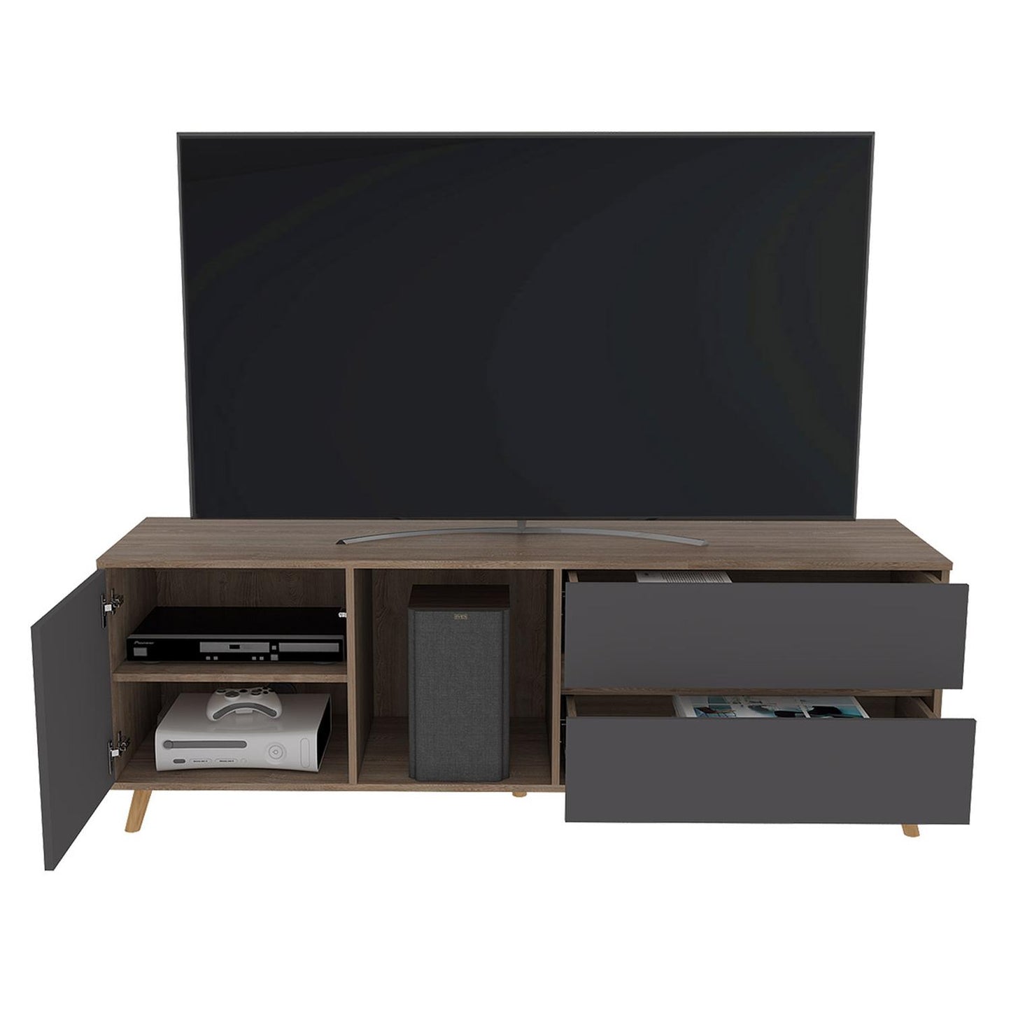 Mueble para TV Color Miel con Plomo Modelo Salem 158 cm Largo