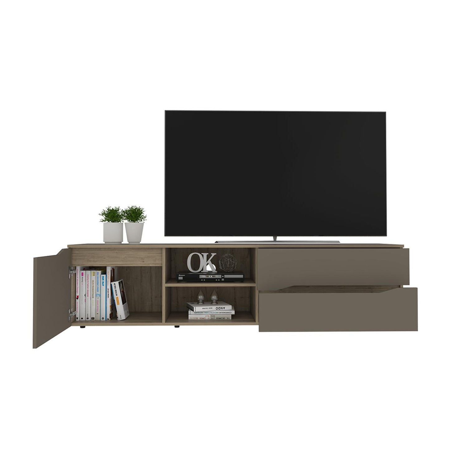 Mueble para TV Color Miel con Taupe Modelo Obregón 180 cm Largo