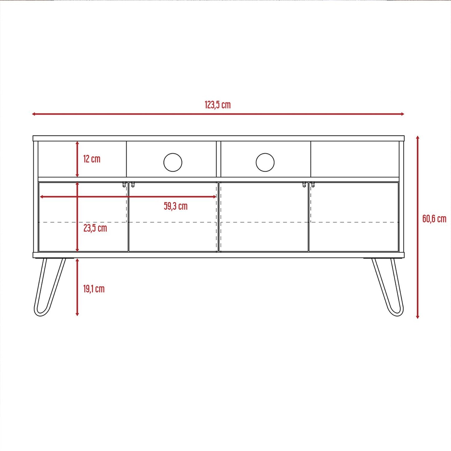 Mueble para TV Color Blanco con Habano Modelo Vassel 123 cm Largo