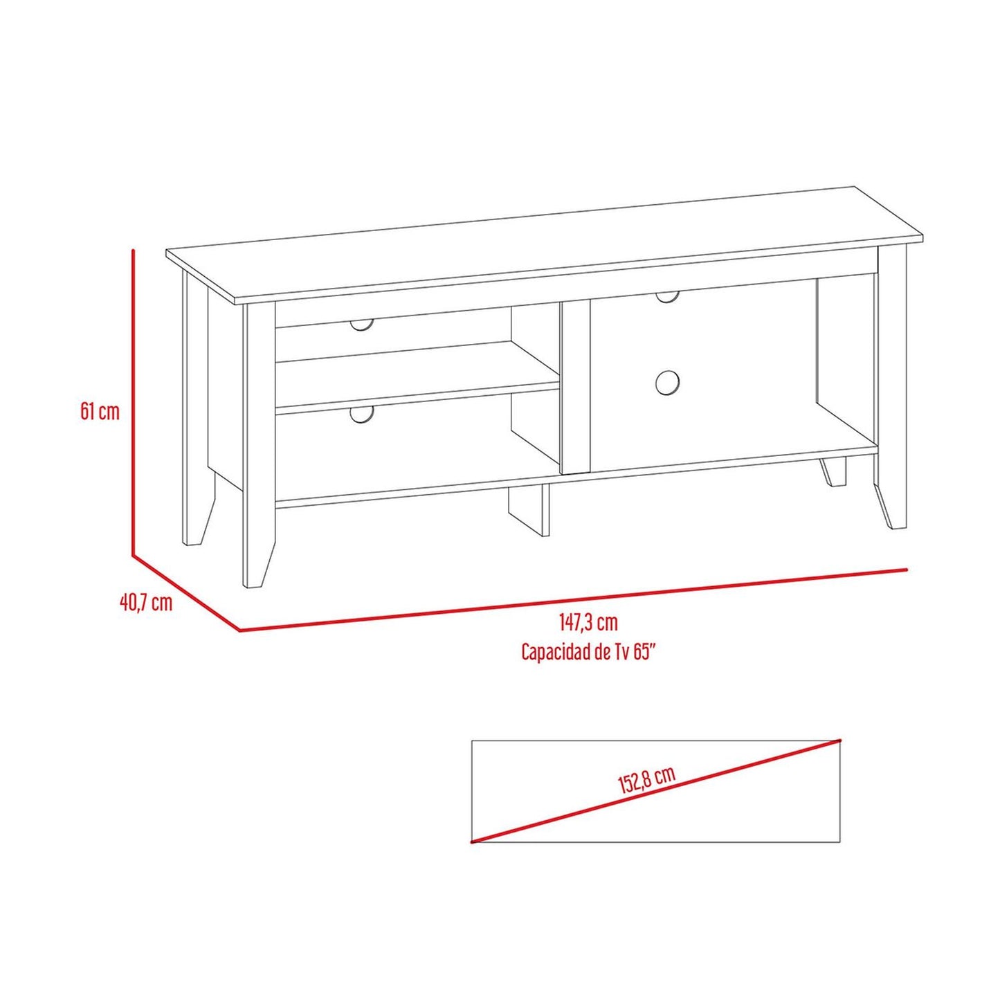 Mueble para TV Color Chocolate Modelo Essential 147 cm Largo