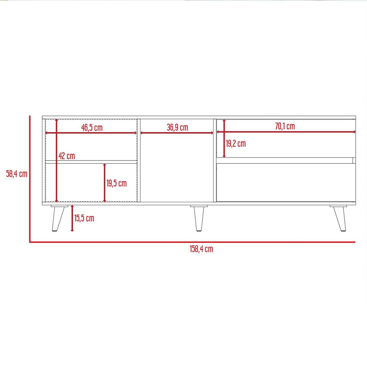 Mueble para TV Color Miel con Plomo Modelo Salem 158 cm Largo