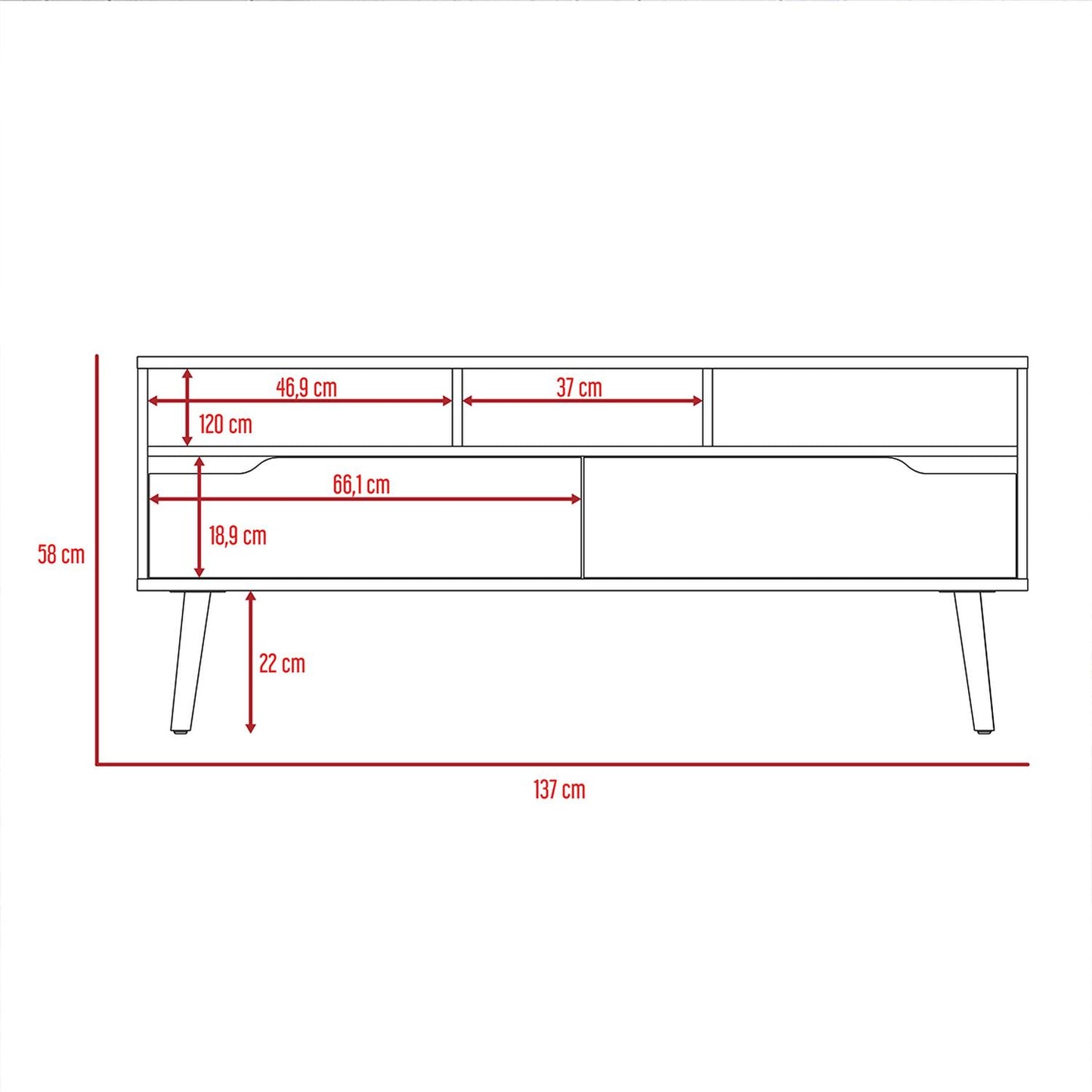 Mueble para TV Color Duna con Blanco Modelo Oslo 137 cm Largo