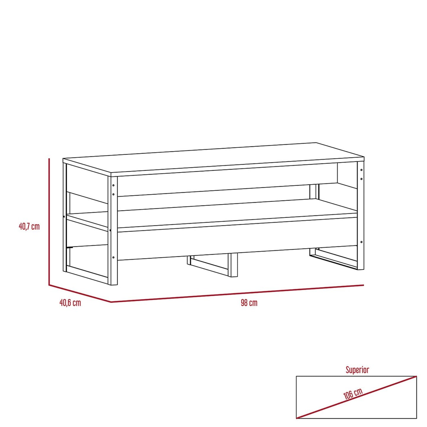 Mesa de Centro Color Miel Modelo Magnum 98 cm Largo