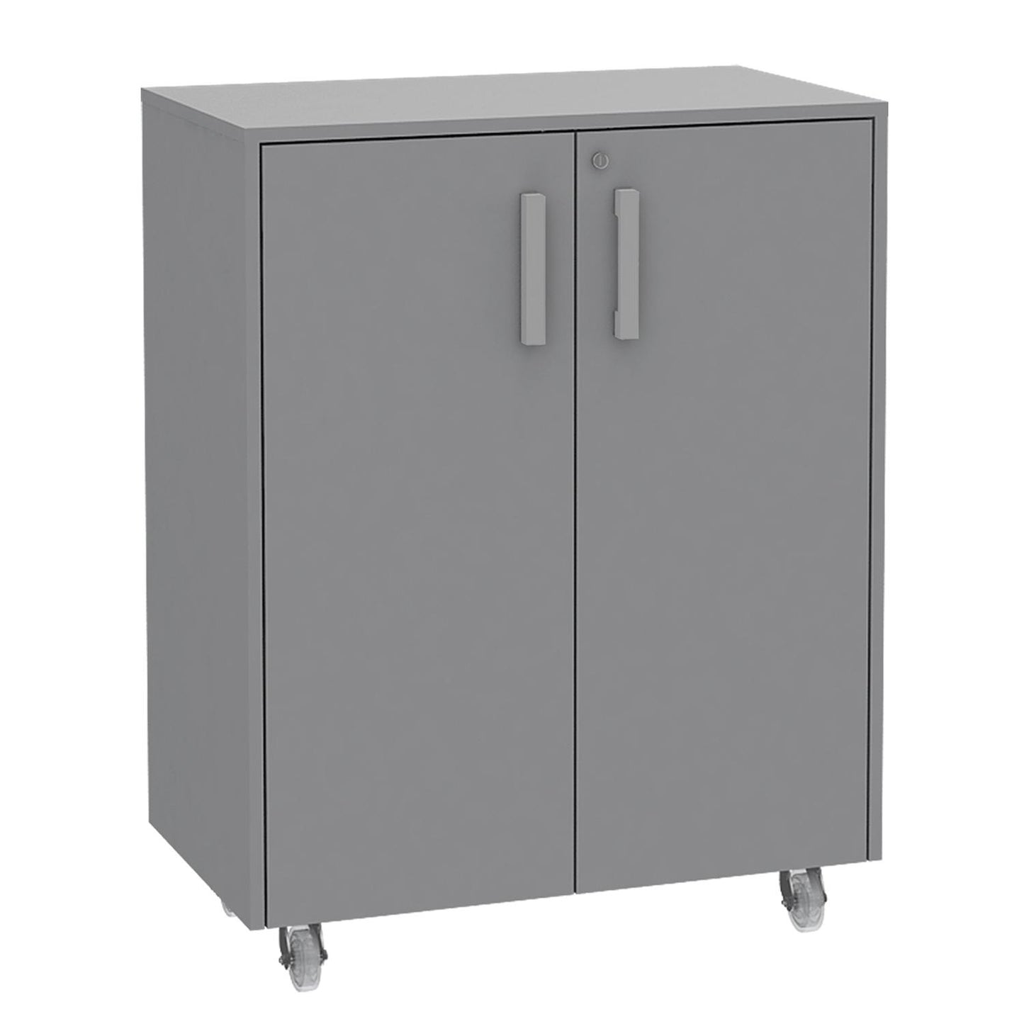 Gabinete con Ruedas Color Gris Dos Puertas 90 cm Alto