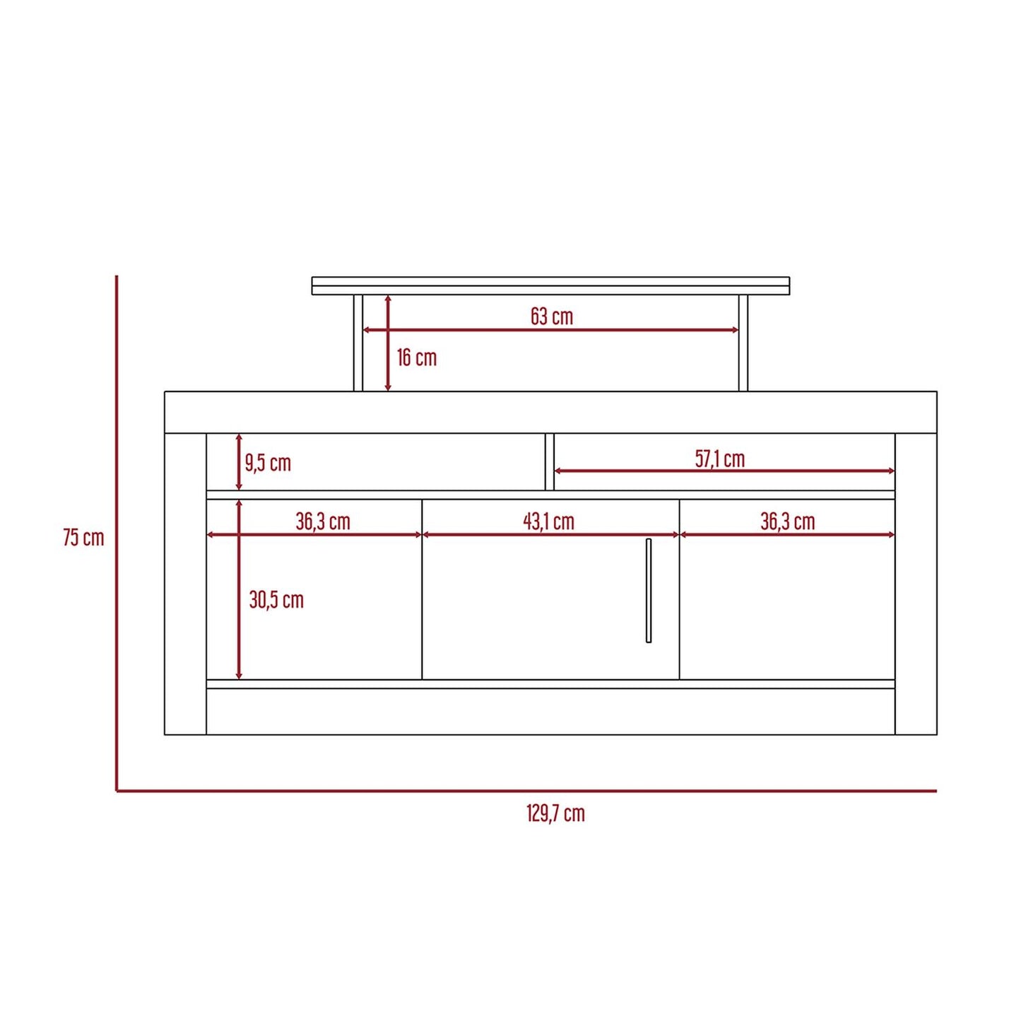 Mueble para TV Color Duna Modelo Florida 129 cm Largo