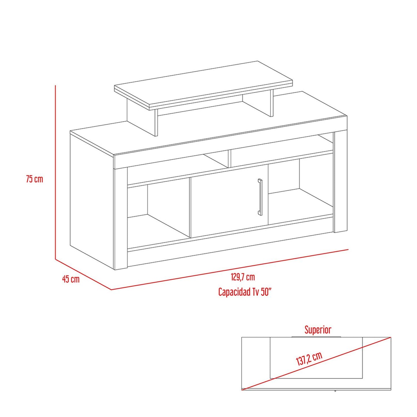 Mueble para TV Color Duna Modelo Florida 129 cm Largo