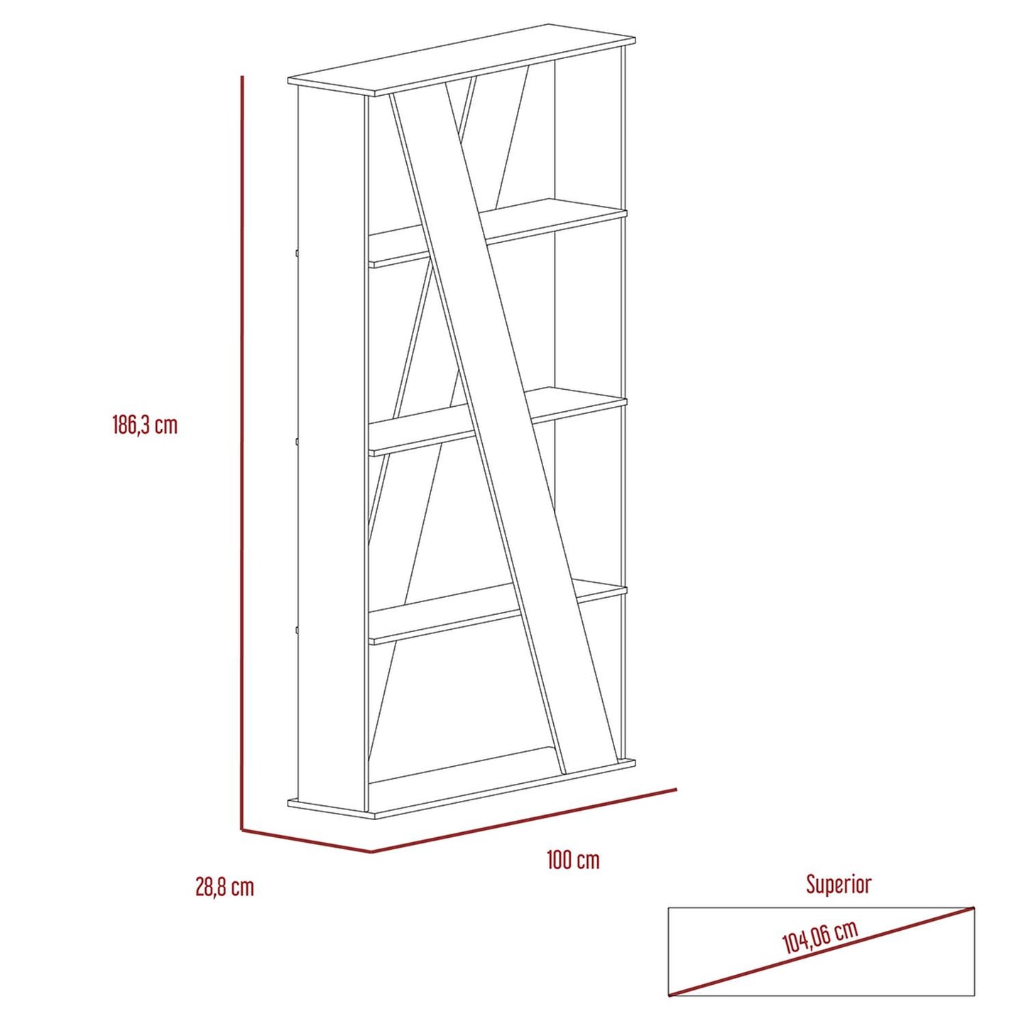 Librero Divisor de Espacio Color Blanco Modelo Berlín 186 cm Alto