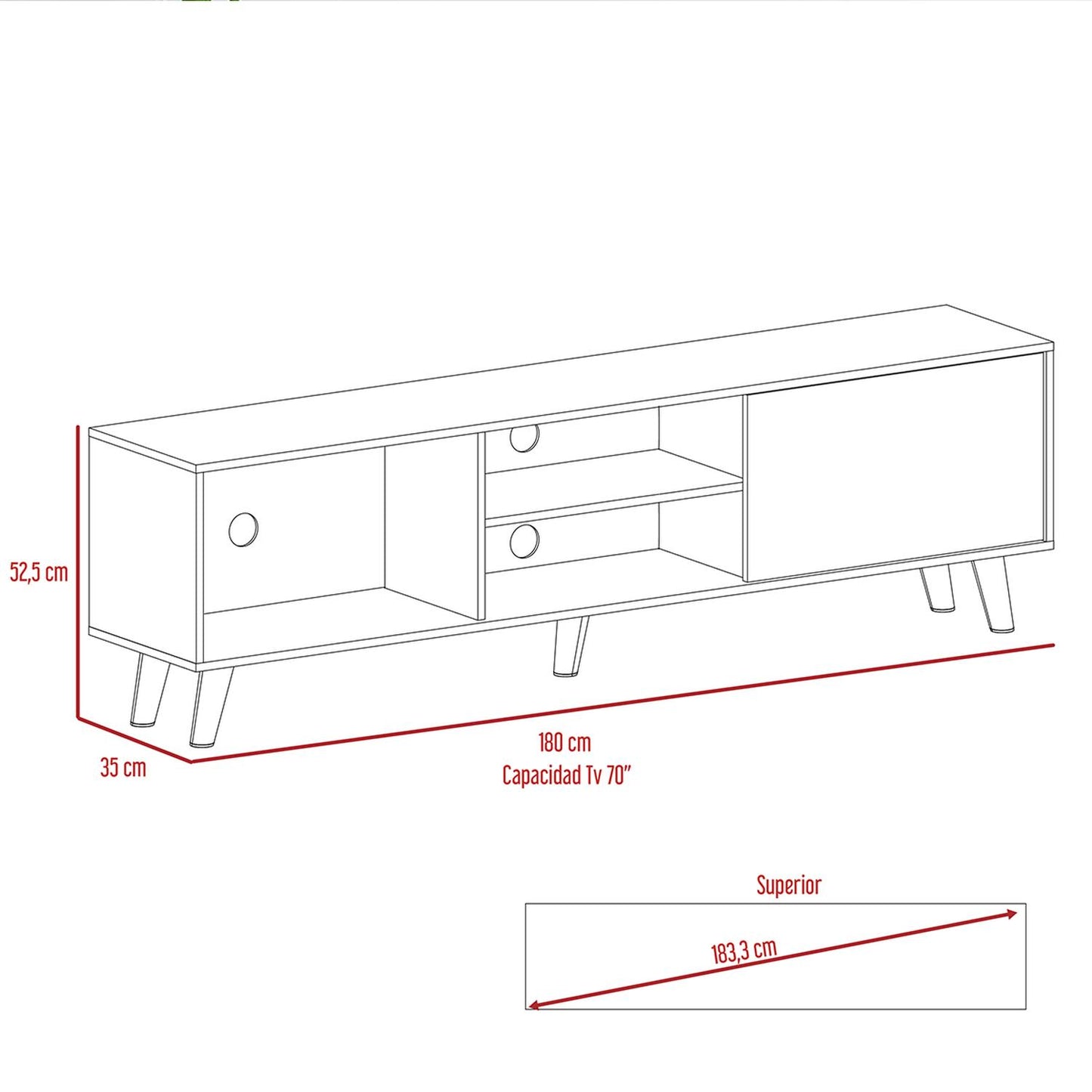 Mueble para TV Color Duna Modelo Cincinnati 180 cm Largo